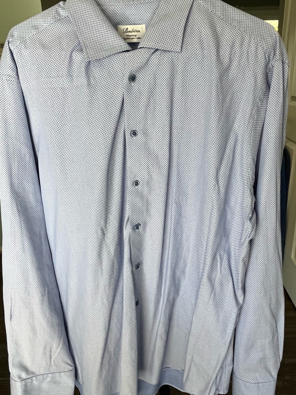Stenströms light Blue Micro-Pattern Men's Dress Shirt 18/46
